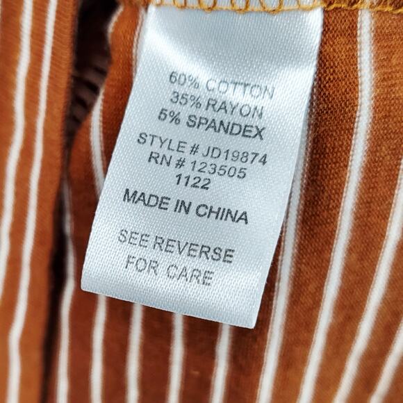 Heart & Hips Reddish Brown & White Striped Sleeveless Bodycon Tank Dress Size M - Picture 5 of 5